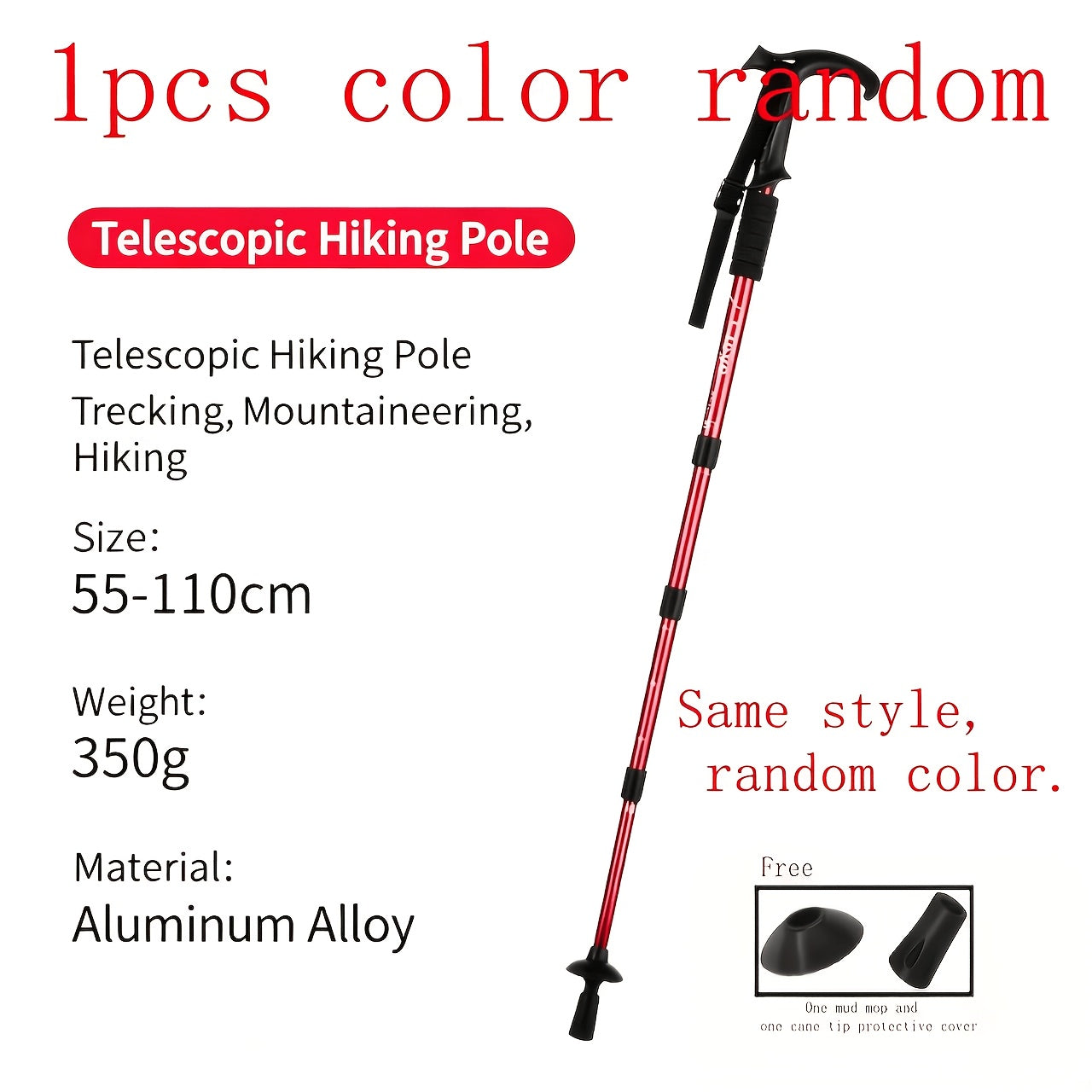 Hiking Pole Adjustable Lightweight Aluminum Alloy Shock Absorbing Ergonomic T-Handle Trekking Walking Stick for Hiking Camping Exploration