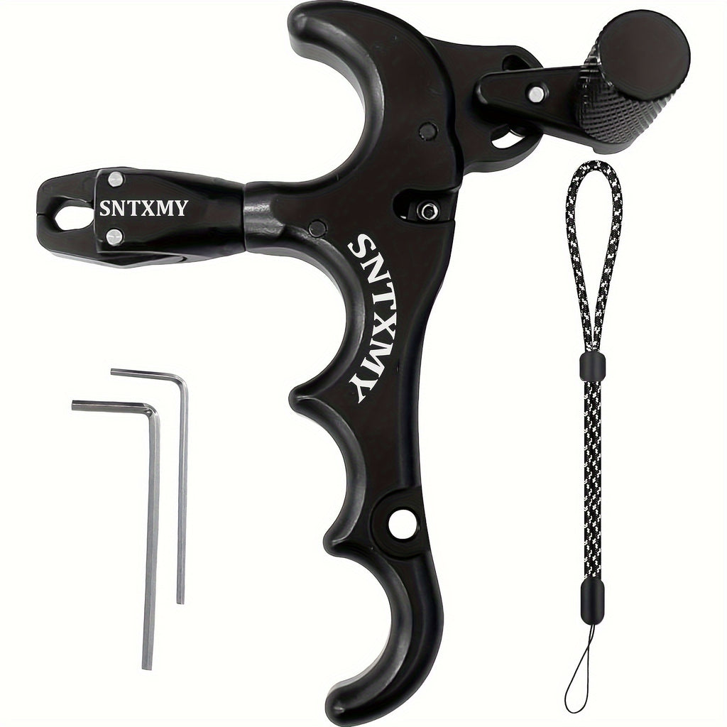 Compound Bow Release Aid Aluminum 360° Rotating Head Thumb Trigger – 3 & 4 Finger Archery Release for Compound Bows Hunting & Target Shooting Black Red Blue Silvery Grey