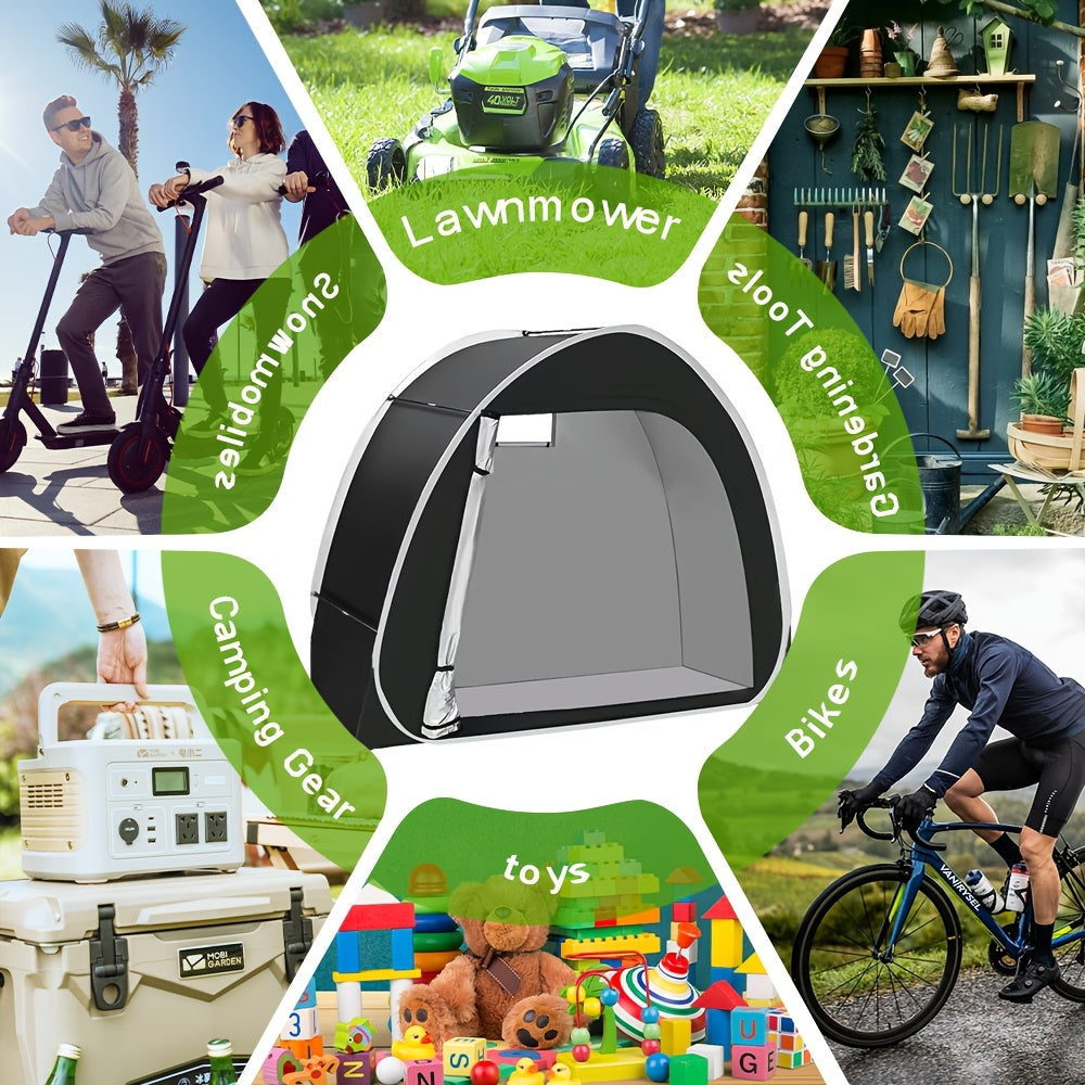 Outdoor Bike Storage Shed Tent 2-3 Bikes 210D Oxford Fabric PU4000 Waterproof UV Resistant Portable Bicycle Storage Tent Garden Tool Lawn Mower Storage All-Season