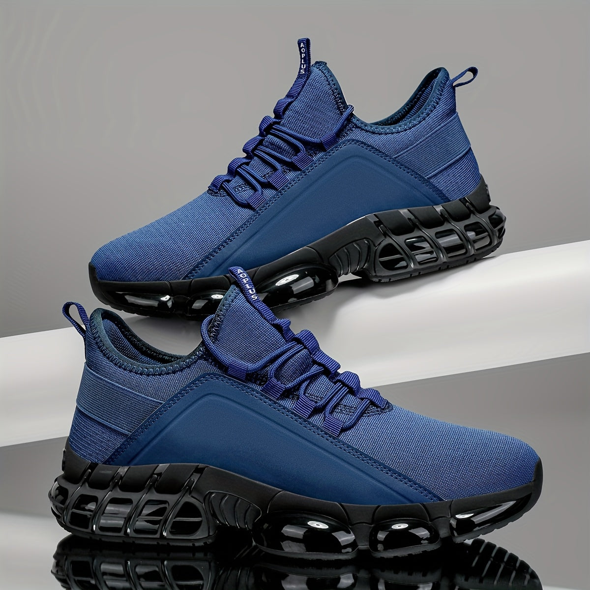 Men's Lightweight Running Shoes – Breathable Training Sneakers, Low-Top Lace-Up, Rubber Sole, All-Season Comfort for Gym, Road & Casual Wear | Black, Blue, White, Khaki