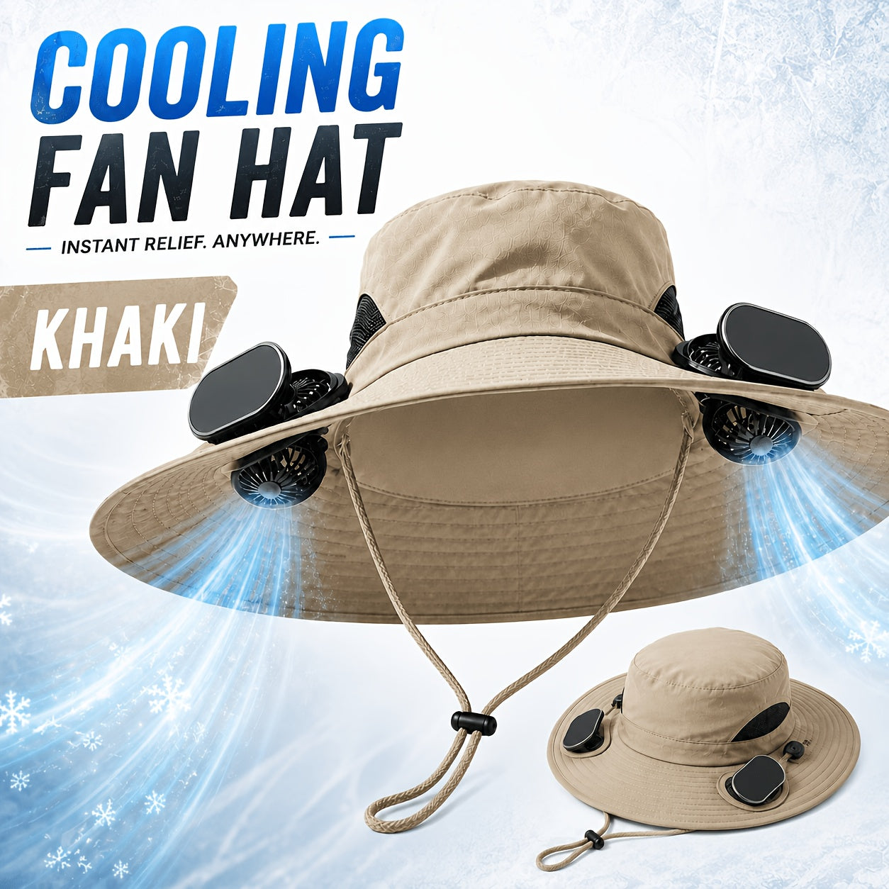 Solar Powered Cooling Fan Hat Wide Brim Dual Fans Adjustable Breathable Sun Hat for Men Women Outdoor Travel Garden Work Black Grey Khaki Camouflage