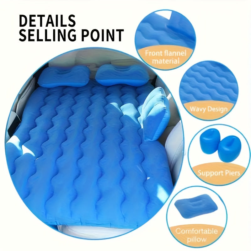 Inflatable Car Mattress Portable Backseat Sleeping Bed PVC Travel Cushion for SUV Truck Camping Picnic Road Trip Outdoor Rest Blue Black Beige Gray