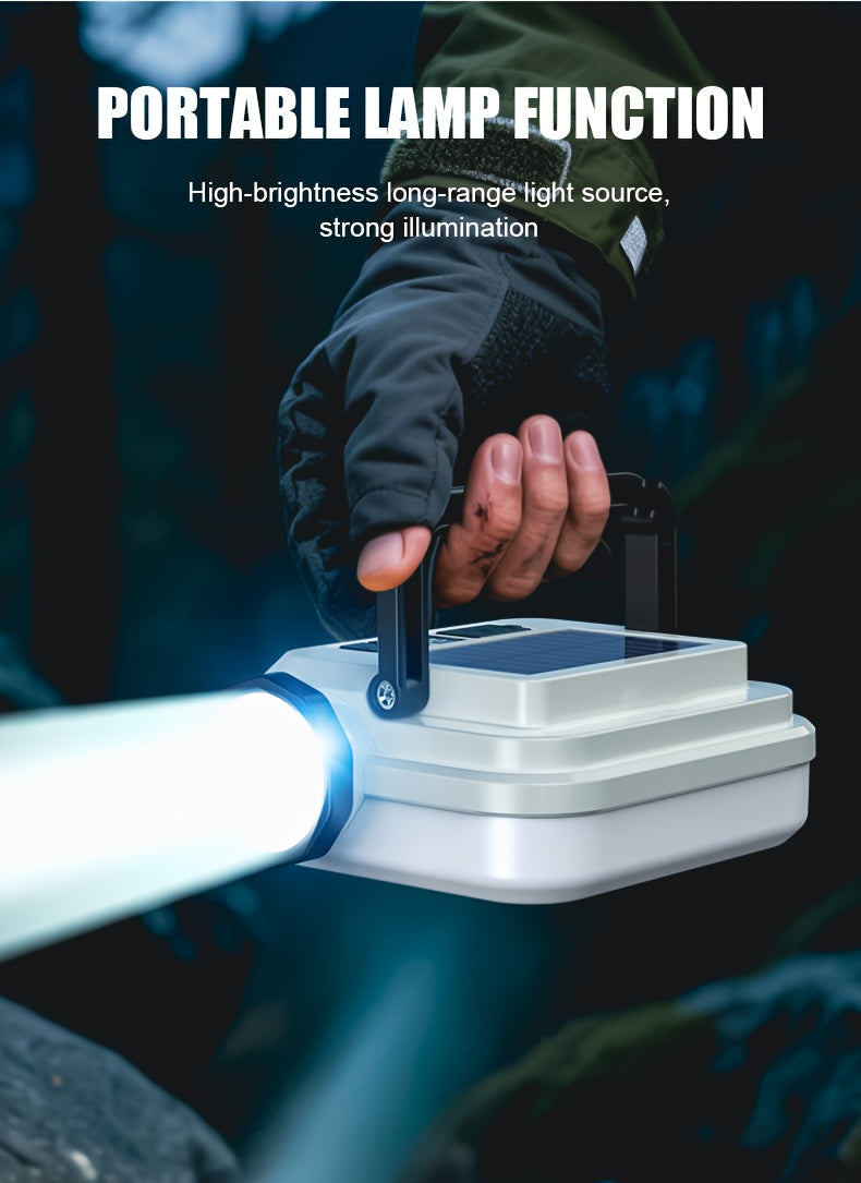 Solar Rechargeable Flashlight Ultra Bright – 3600mAh Lithium Battery, 8 Lighting Modes, Hidden Hook, Portable Camping Flashlight for Camping, Climbing, Fishing & Emergency, Great Gift for Men