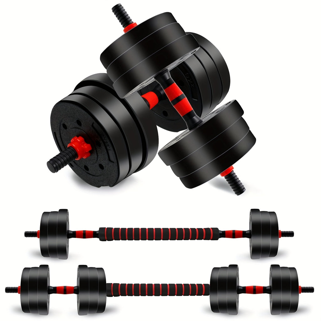 Adjustable Dumbbell Set with Barbell & Bumper Plates for Home Gym Strength Training – 22LB & 44LB Free Weights for Men & Women