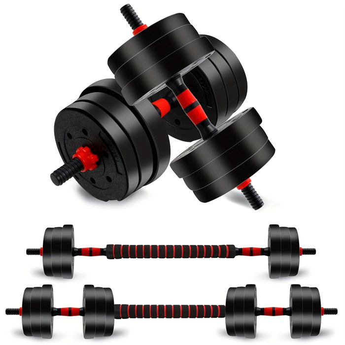 Adjustable Dumbbell Set with Barbell & Bumper Plates for Home Gym Strength Training – 22LB & 44LB Free Weights for Men & Women