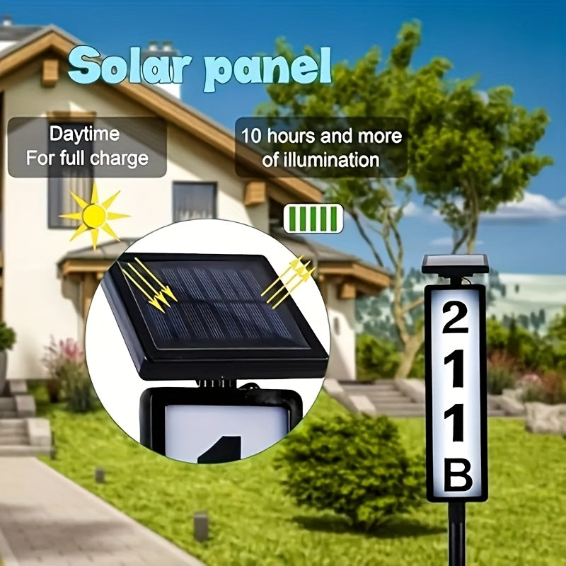 Solar House Number Light Outdoor - Ground Stake Lawn Lamp, No Wiring, Auto Night Lighting, IP44 Waterproof Address Plaque Light for Home, Mailbox, Driveway & Commercial - 1 Pack / 2 Pack