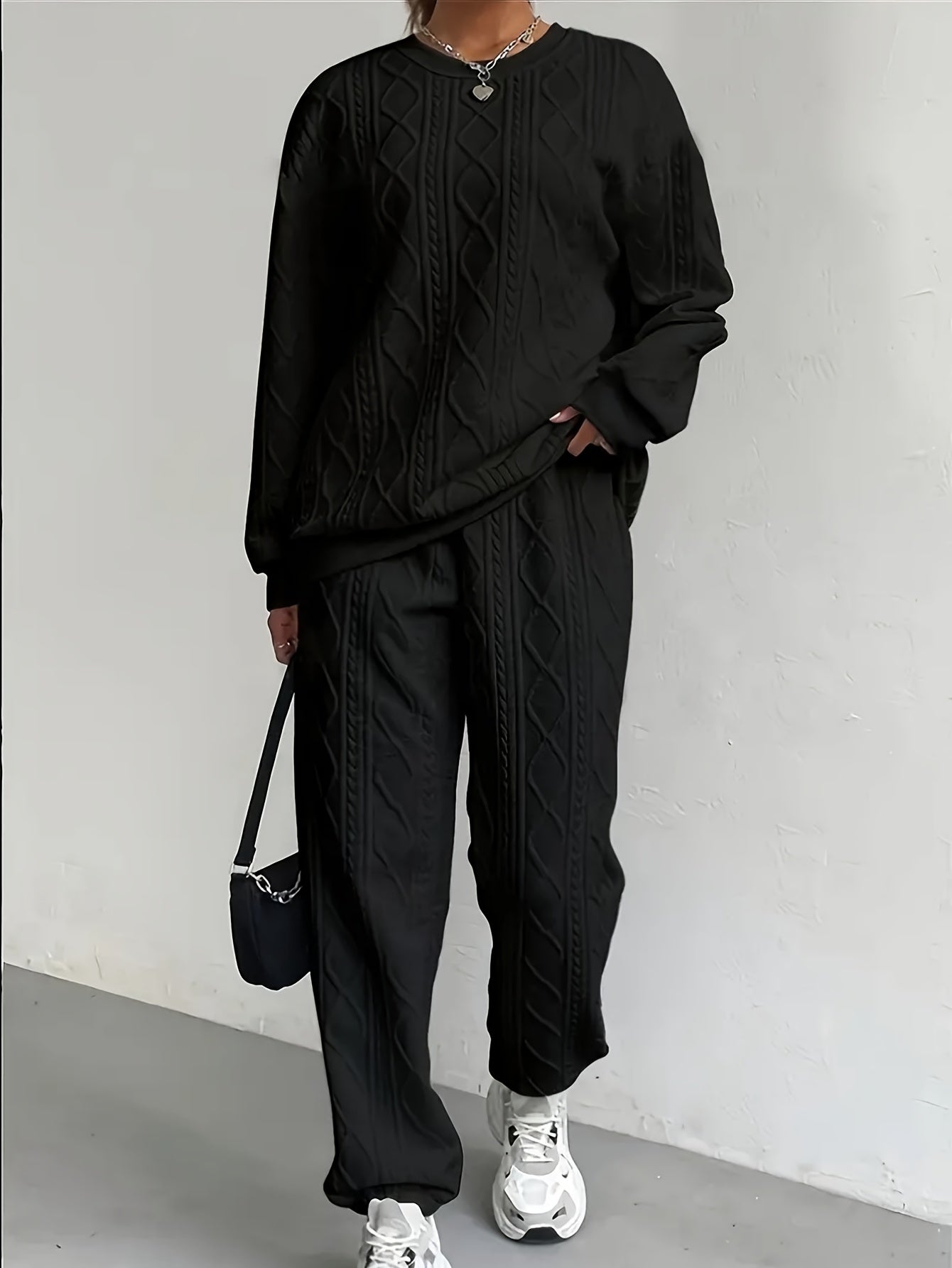 Women's Casual Pullover Two-Piece Set Long Sleeve Top & Jogging Pants – Spring Fall Loungewear S-XXL