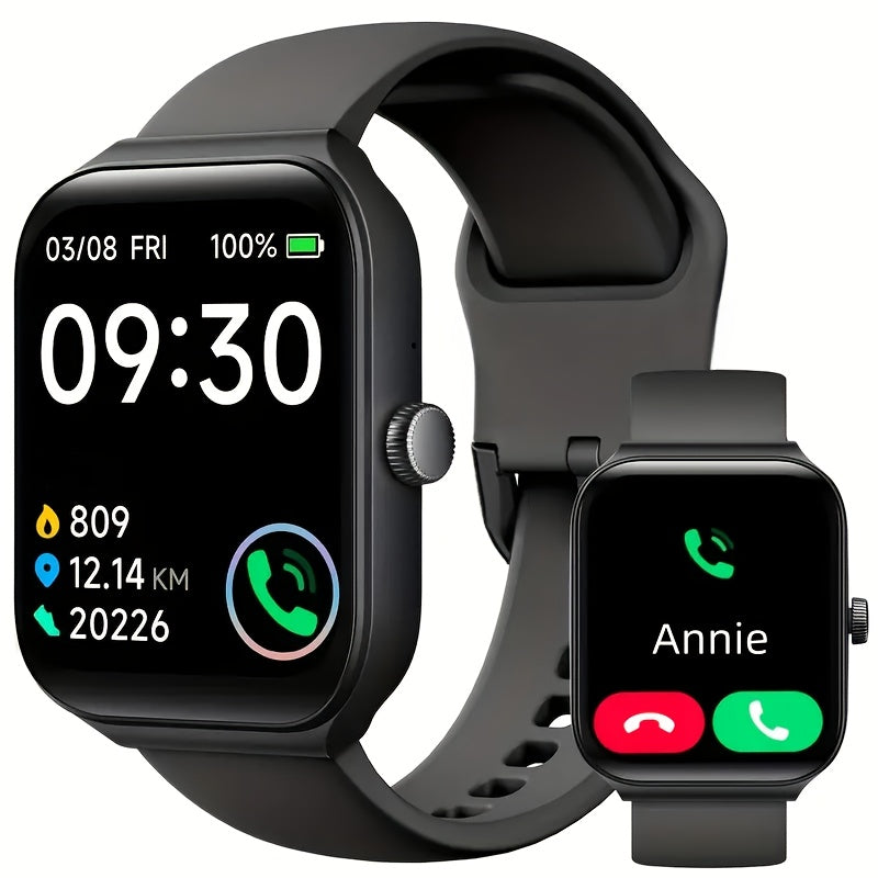 Smart Watch 1.83 Inch Screen Wireless Calling Fitness Tracker Step Counter Heart Rate Monitor Multiple Sports Modes for iPhone Android Men Women