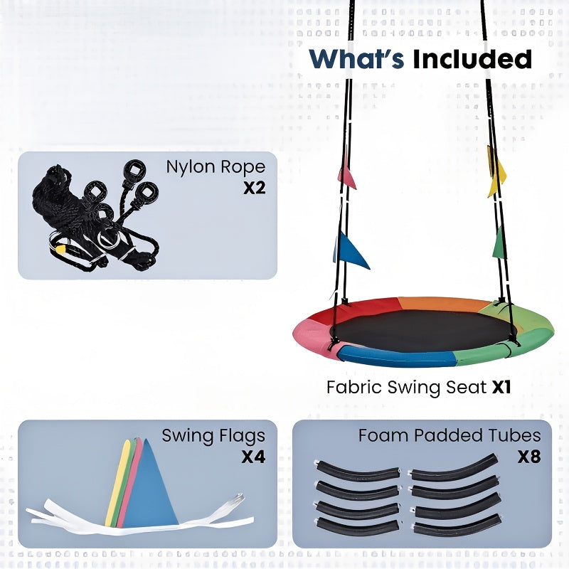 40" Saucer Swing for Kids & Adults – 900 Lbs Capacity, Waterproof Oxford Fabric, Outdoor Disc Tree Swing with Hanging Straps & Colorful Flags