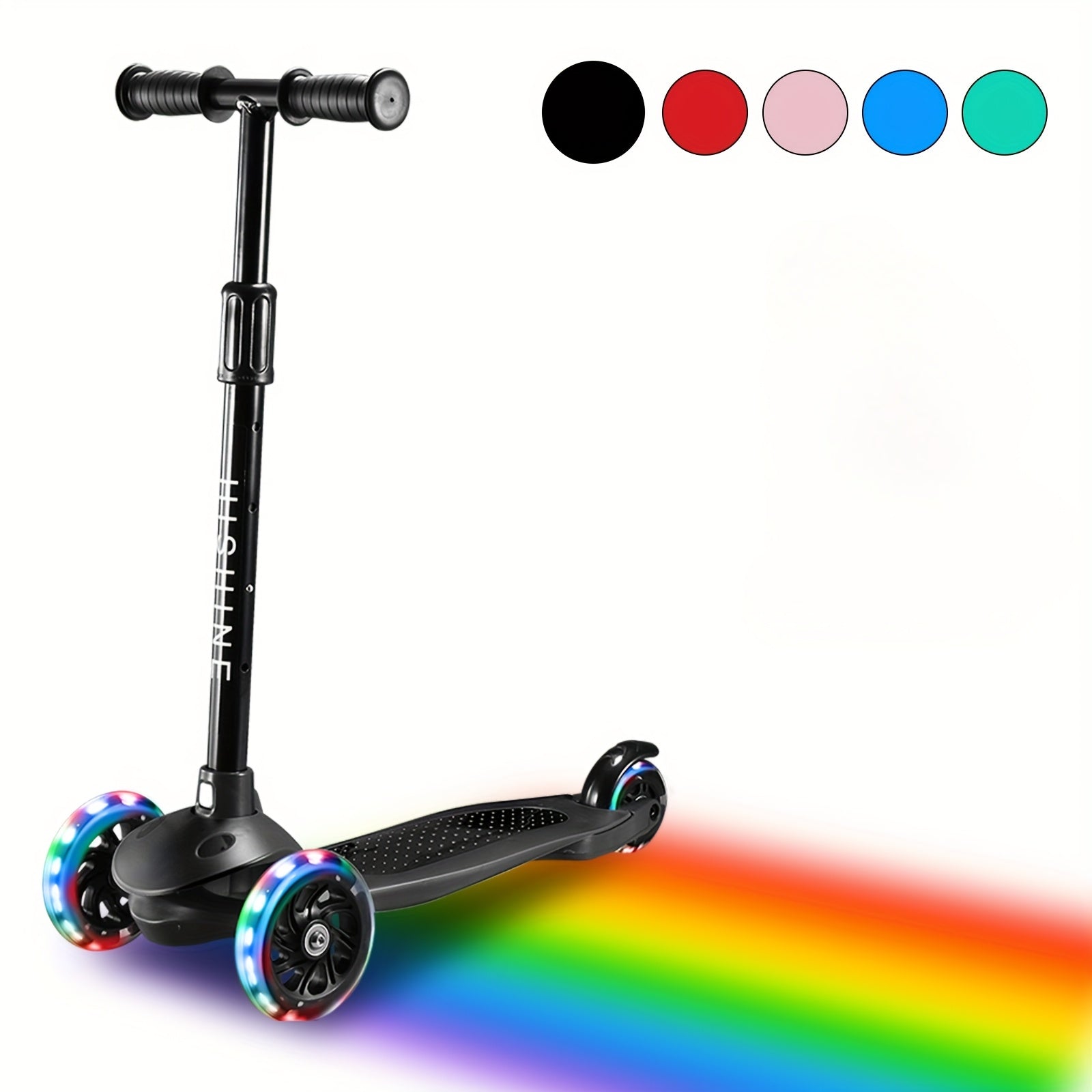 Kids 3-Wheel Scooter Ages 2-5 Adjustable Height Lean to Steer Light Up Wheels Front Brake Double Suspension Toddler Scooter Pink Blue Red Black