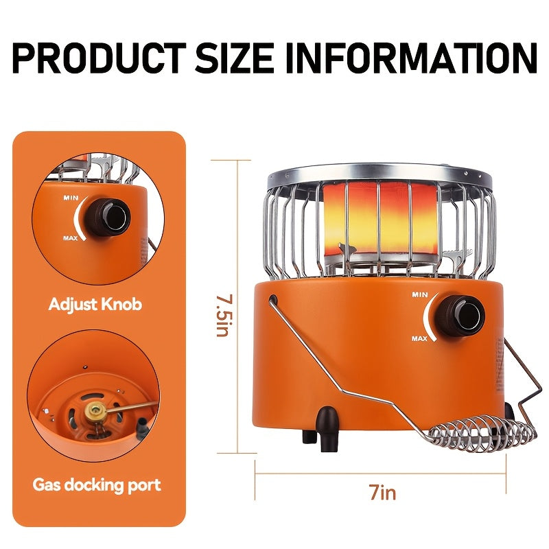 9000 BTU Propane Camping Stove Heater 2-in-1 Portable Indoor Outdoor Gas Stove Adjustable Flame Piezoelectric Ignition Emergency Preparedness Stainless Steel