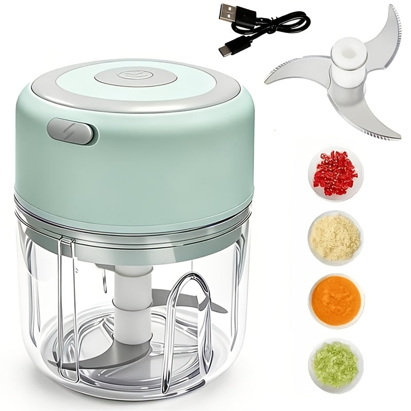 Mini Food Processor Cordless Rechargeable USB Electric Food Chopper with Meat Grinder Blade – Portable Vegetable Cutter Garlic Crusher Fruit Grinder for Kitchen