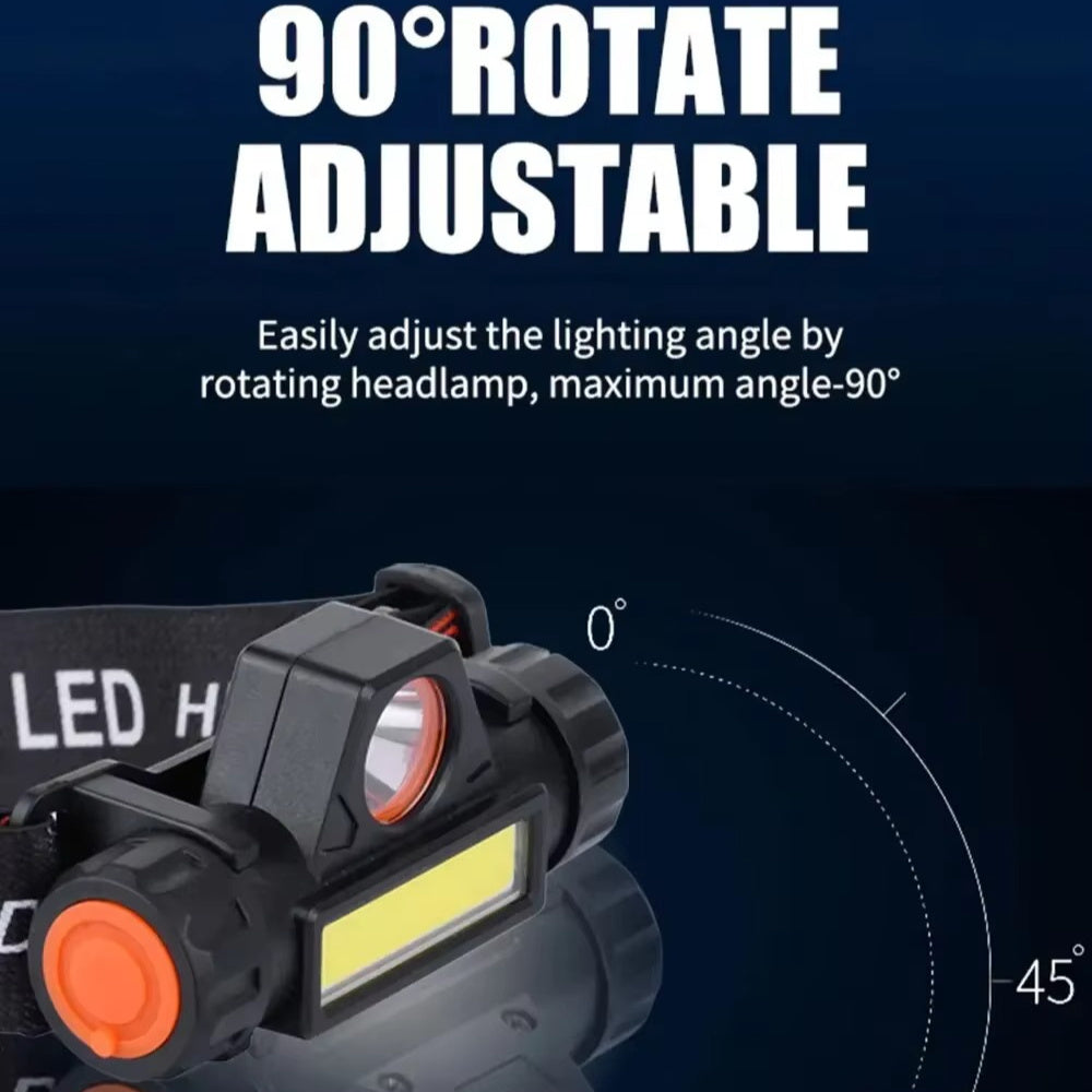 COB LED Headlamp 4-Pack Rechargeable USB 500mAh Magnetic Base Super Bright Long Range Hard Hat Clip Hands-Free for Camping Hiking Fishing Cycling Tactical