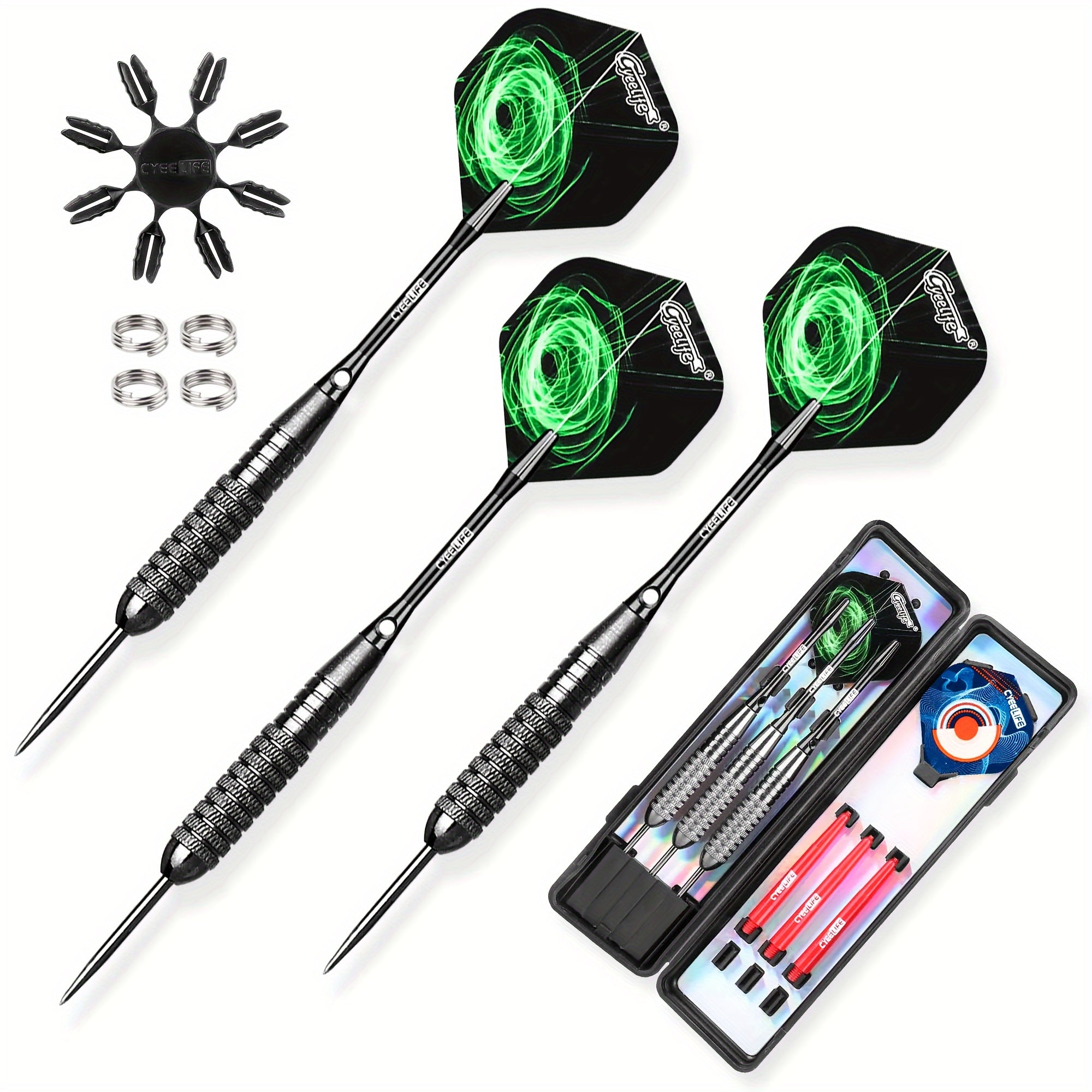 Steel Tip Darts Set Professional 0.78oz with Carrying Case Aluminum & PVC Shafts Extra Flights Plastic Protectors Complete Dart Accessory Kit for Beginners & Pros
