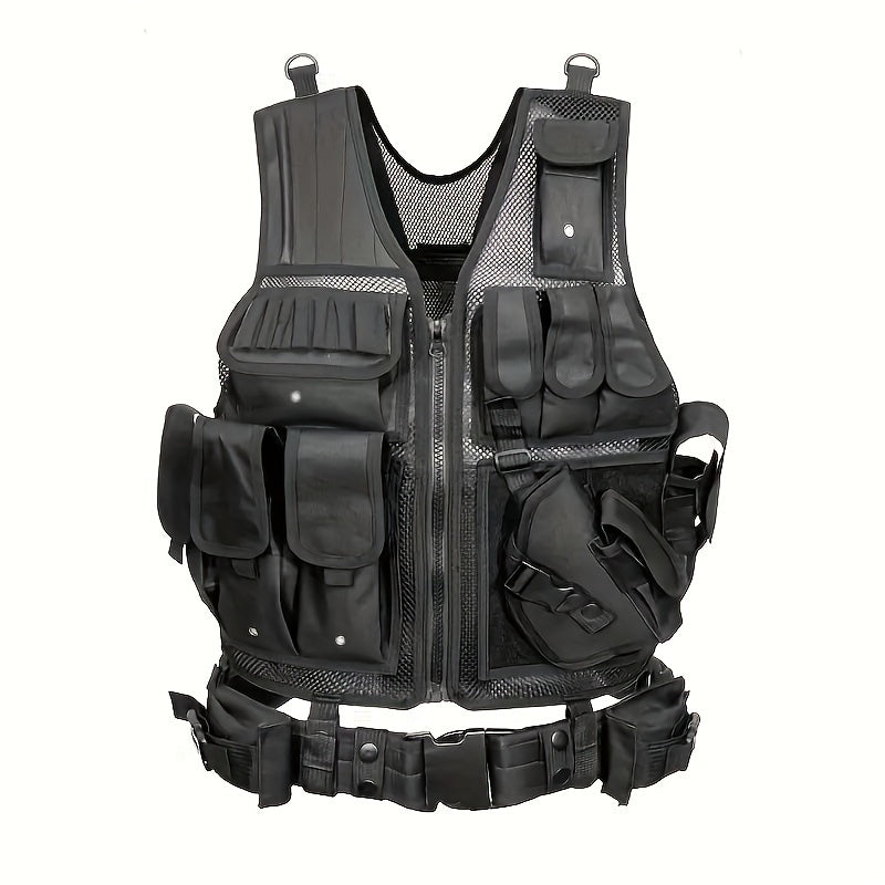 Quick Release Multi-Functional Breathable Outdoor Vest – Camping Hiking Fishing Training Black Khaki Military Green