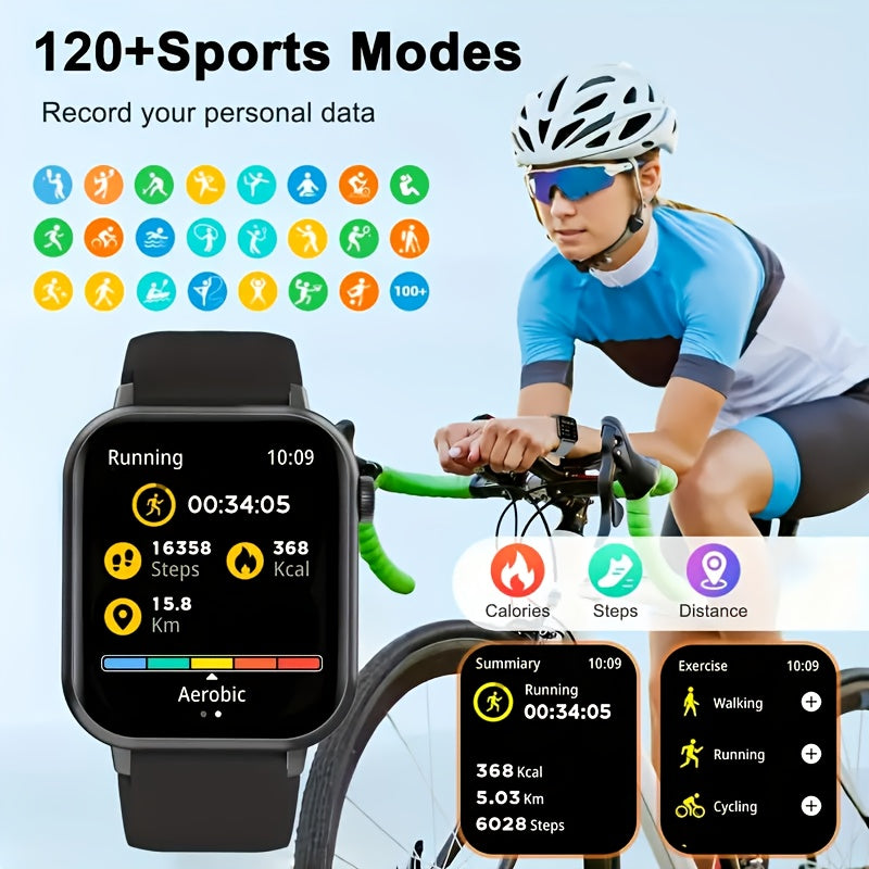 Smart Watch Men Women 1.83 Inch Full Touch Screen Wireless Calls Pedometer Fitness Tracker IP68 Waterproof iPhone Android Black Pink Silver