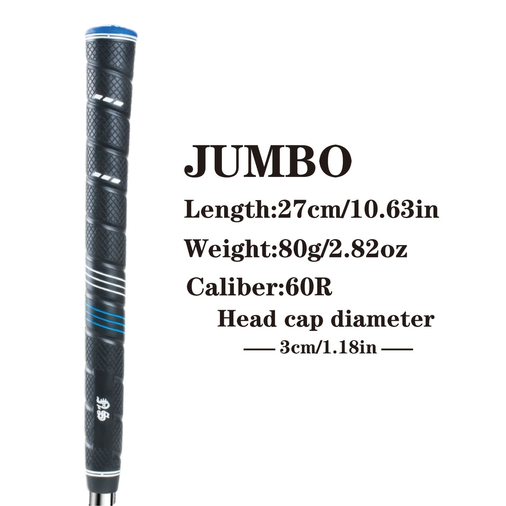 Jumbo Golf Grips 10-Pack Oversized Soft Rubber Anti-Slip for Iron & Wood Clubs - Ergonomic Precision Control Golf Club Grips for Men Women All Skill Levels - Blue Golf Accessories