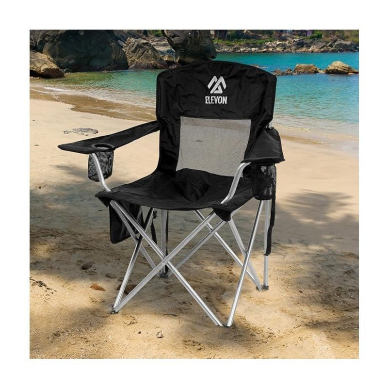 Folding Camping Chair with Canopy Sunshade Portable Beach Chair – 225 lbs Support Wide Seat Cup Holder Carrying Bag for Outdoor Lawn