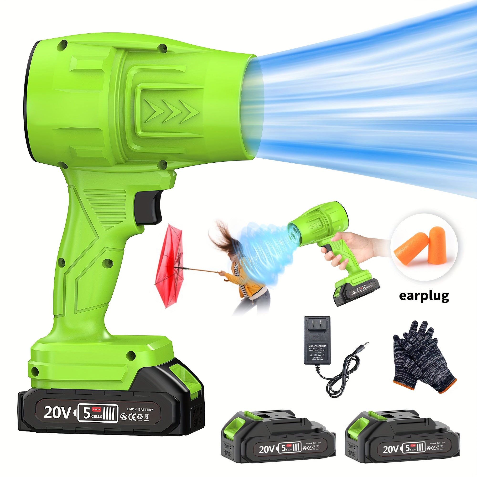 Cordless Leaf Blower 20V 50000RPM – Turbo Air Blower for Leaf Blowing, Snow Removal, Car Drying & Dust Cleaning, Rechargeable Lithium Battery, Lightweight Handheld Outdoor Tool
