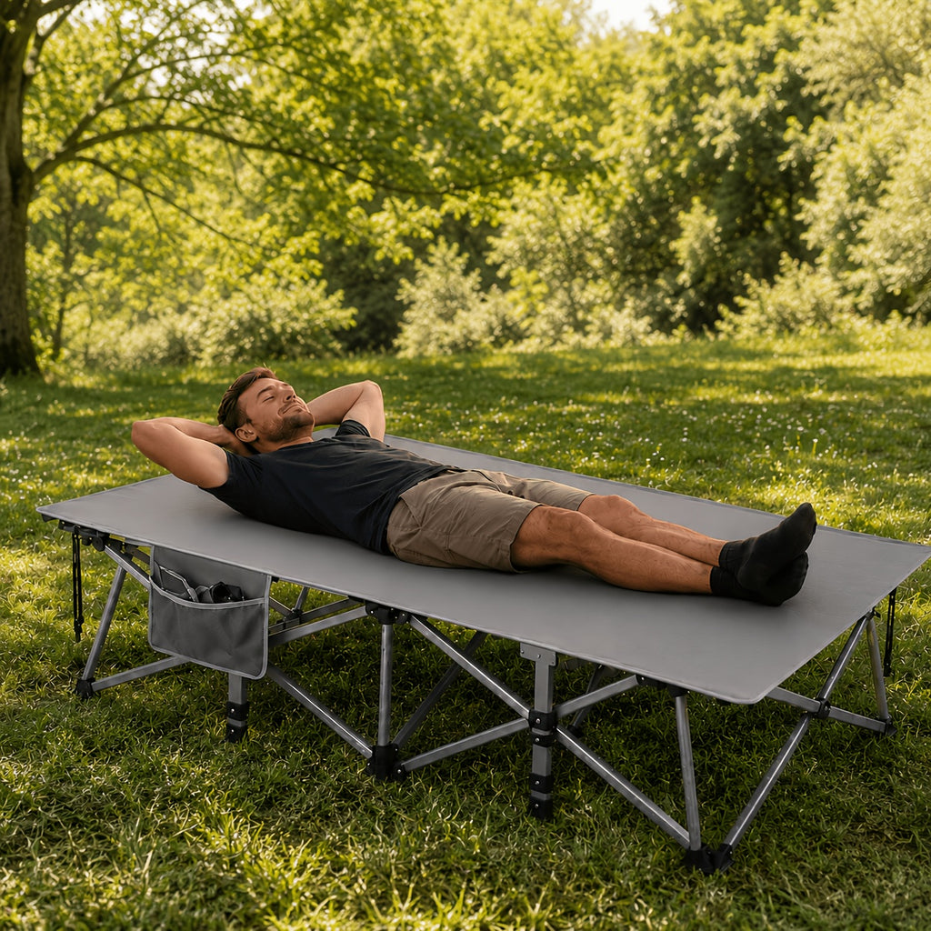 Folding Camping Cot Heavy Duty 500-700 LBS – Extra Large 75-Inch Portable Guest Bed with Mattress, Ergonomic Sturdy Frame for Camping, Hiking, Patio, Home & Outdoor Use