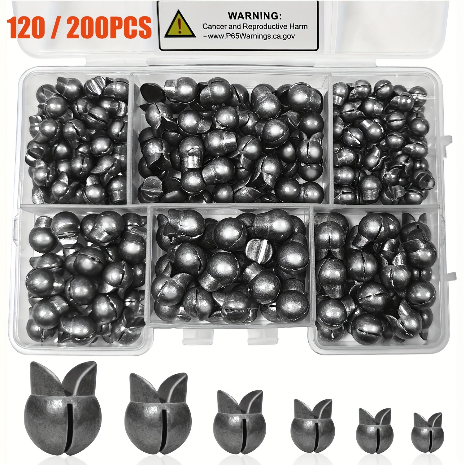 Fishing Weights Sinkers 200PCS Split Shot Sinkers Round Removable Fishing Sinkers Set 6 Sizes Carp Coarse Ice Lure Fly Fishing Tackle Accessories