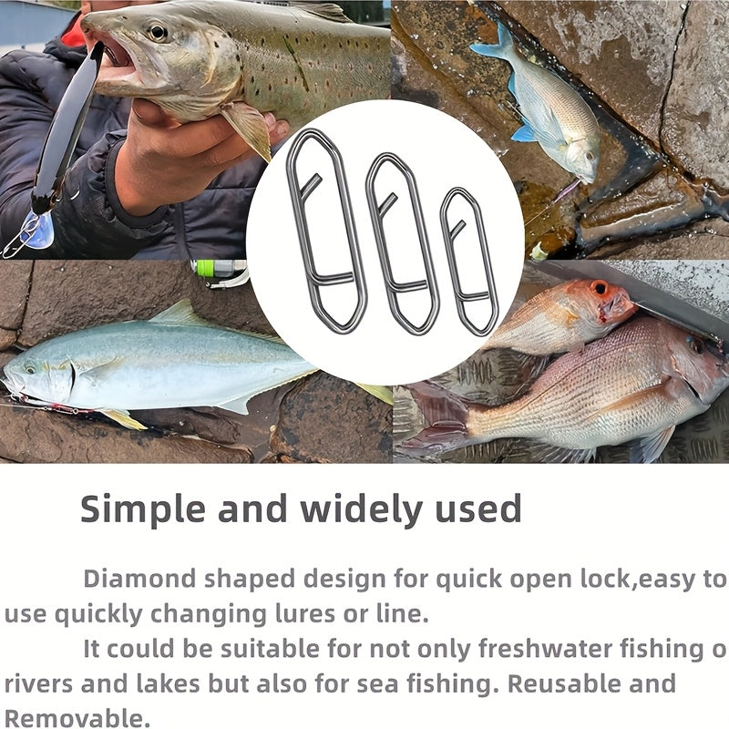 Stainless Steel Fishing Snap Swivels 160pcs, Quick Release Connector Hanging Ring for Lure Fishing Sea Fishing, Return Type Quick Pin False Bait Connector Tackle Accessories