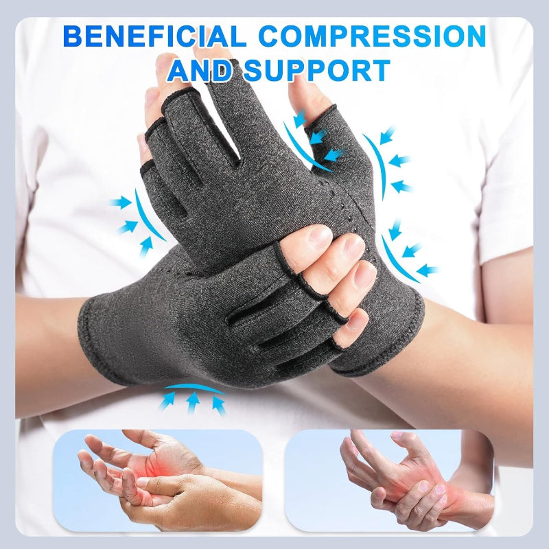 Fingerless Compression Gloves Breathable Non-Slip for Arthritis Joint Pain Relief Typing Gardening Cycling Gym Workout for Men and Women S M L XL Black Grey Purple Coffee