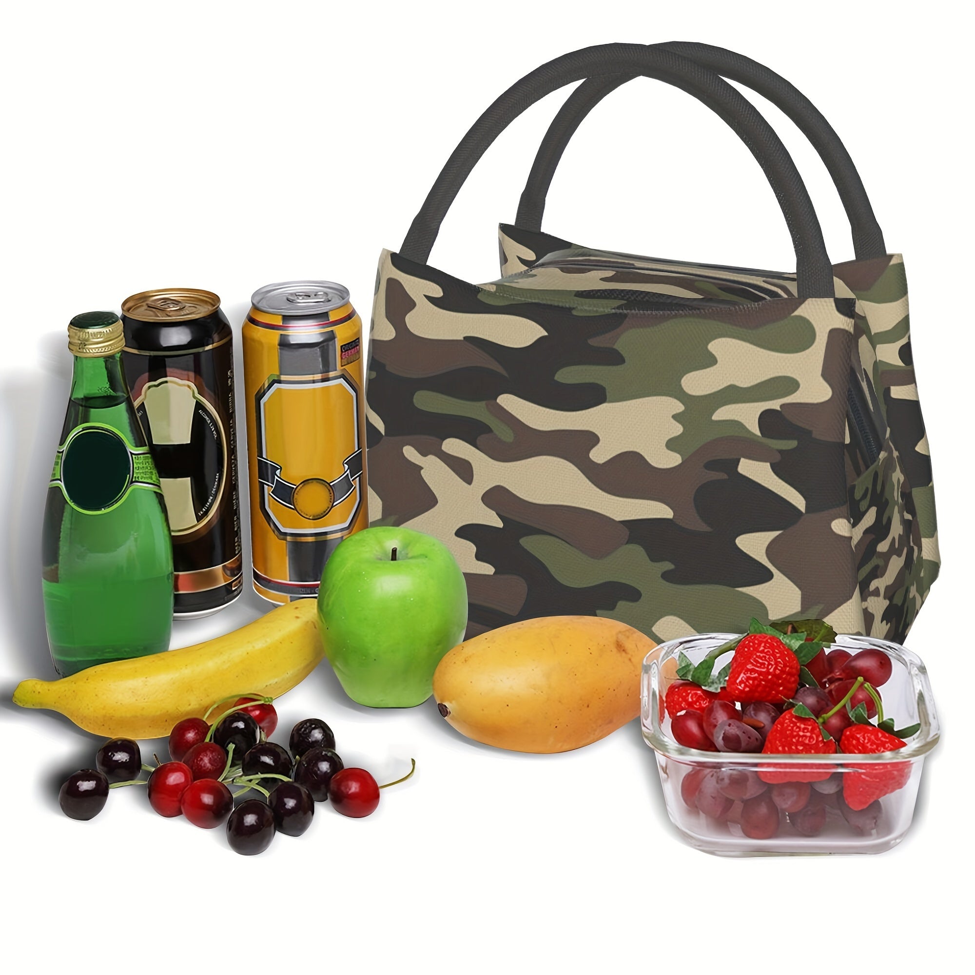 Insulated Lunch Bag Reusable 11x6.5x7 In – Polyester Cooler Tote for Camping, Picnic, Beach, Office & Outdoor Activities, Keeps Food Hot & Cold