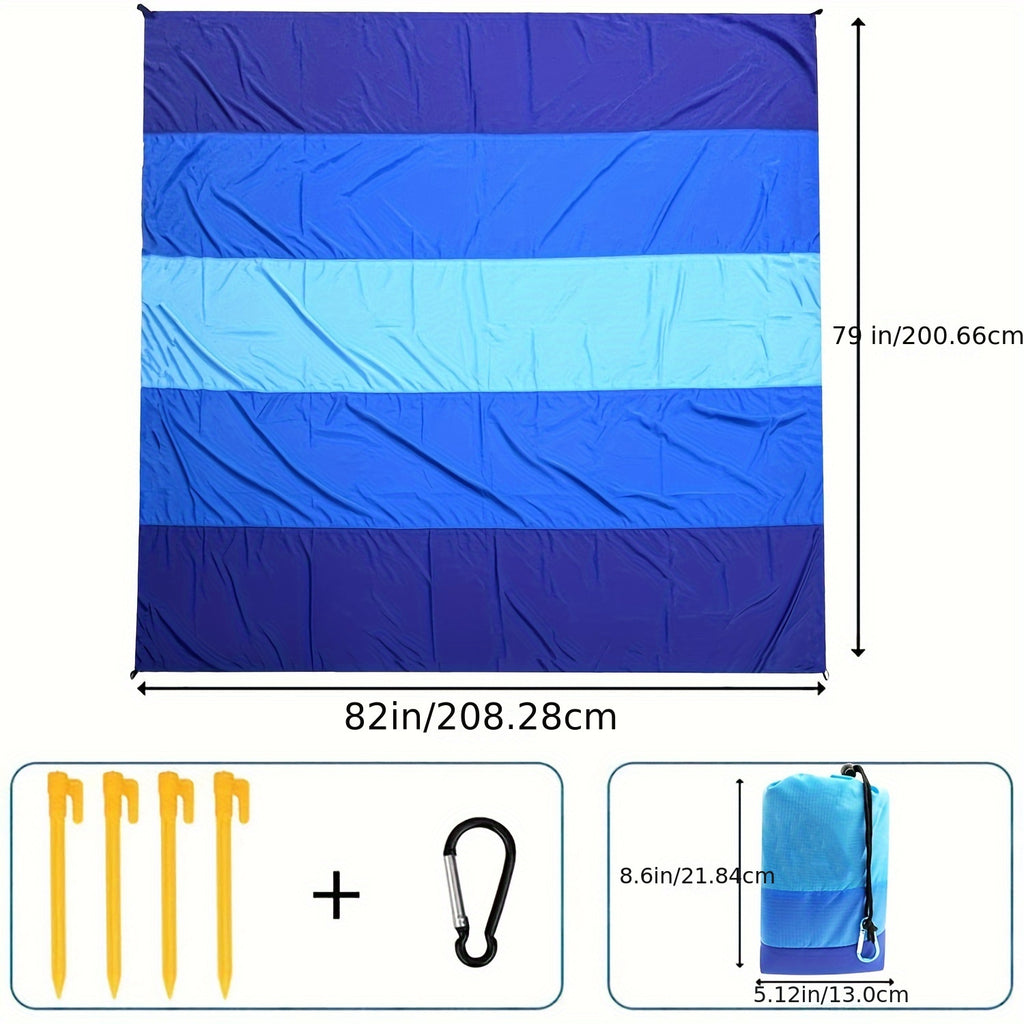 Sandproof Beach Blanket 79x83 Inch Extra Large Quick Dry Nylon Beach Mat for 1-4 Adults Lightweight Durable Outdoor Picnic Mat for Beach Travel Camping Hiking