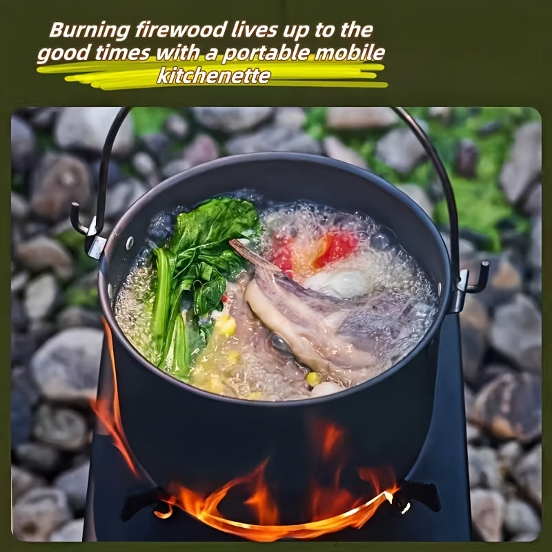 Wood Burning Camp Stove Portable Heavy Duty Outdoor Campfire Stove Sturdy Legs Air Vents Firewood BBQ Hiking Backpacking Picnic Travel No Electricity Needed