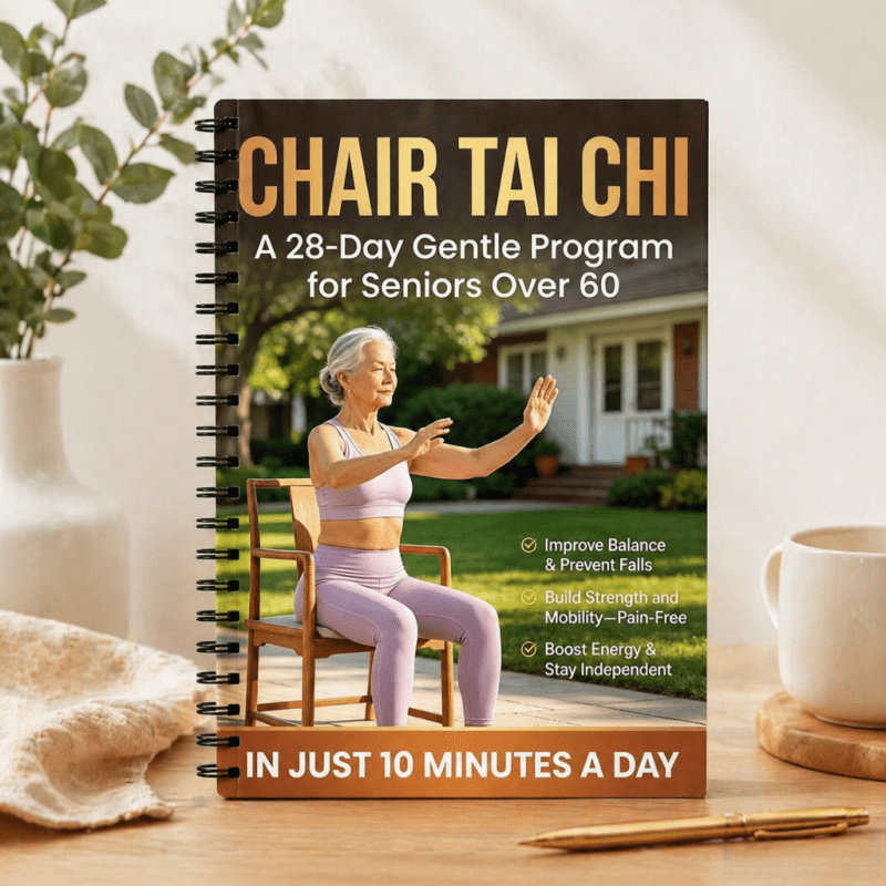 Chair Tai Chi Book for Seniors Over 60 28-Day Gentle Program Spiral-Bound Seated Exercise Guide Balance Strength Mobility Low-Impact Fitness