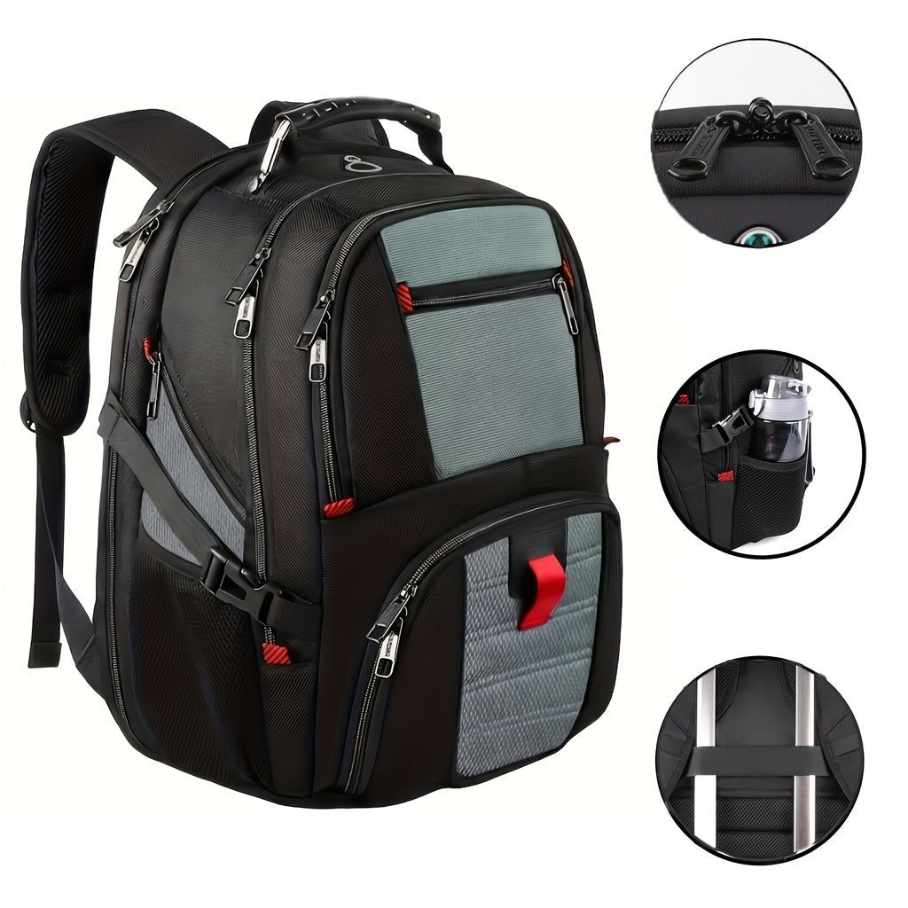 50L Extra Large Travel Backpack Fits 17" Laptop – Airline Approved, 3-Compartment Business & College Backpack for Men & Women, School, Work & Travel