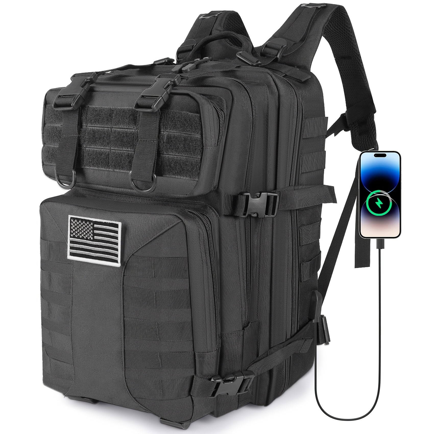 Tactical Backpack 50L (13.21 Gal) – High Capacity Unisex Military Bag for Camping, Hiking, Hunting, Fishing & Travel, Multiple Color Options with Optional Storage Bag