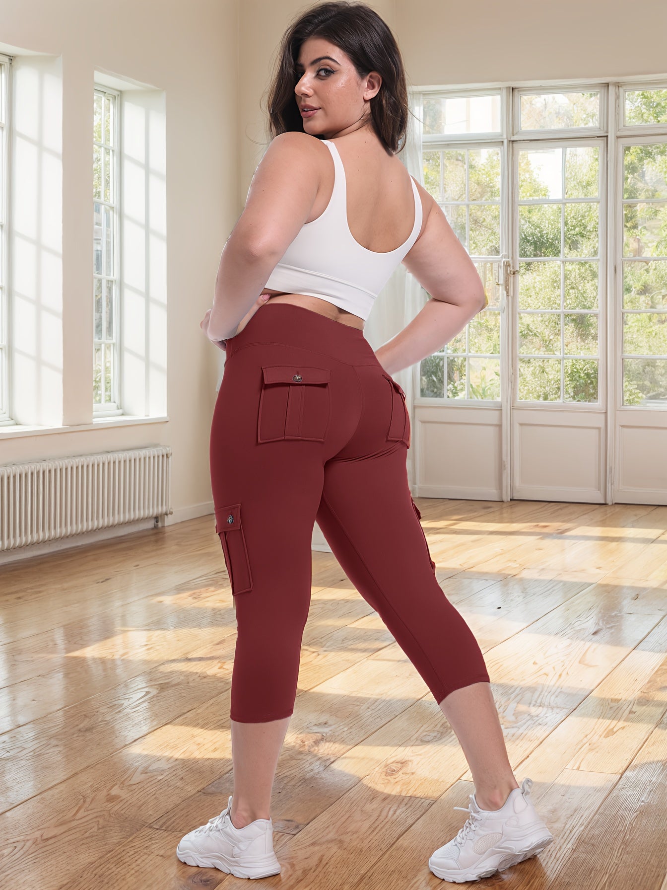 2pcs Capri Leggings Set Women High Waist Butt Lifting Yoga Workout Pants Tummy Control 4-Way Stretch Activewear S-XXL