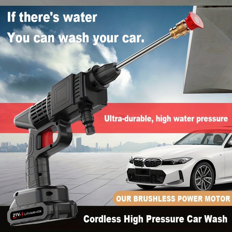 Cordless High Pressure Car Wash Gun - Portable Rechargeable Lithium Battery Foam Spray Washer with Adjustable Nozzle, Car Washing Garden Cleaning Tool, Multiple Bundle Options