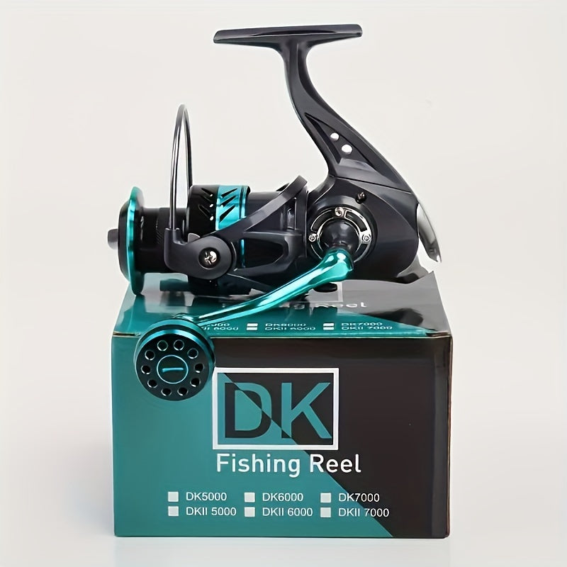 Spinning Fishing Reel with All-Metal Grip Ball – 5.2:1 Gear Ratio, Large Brake Knob, High-Capacity Spool, Models DK1000-DK6000 for Freshwater & Saltwater Fishing