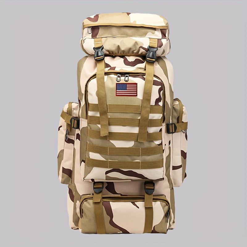 Tactical Hiking Backpack 80L Large Capacity – 3-Day Assault Pack, Molle System, Oxford Fabric, Unisex for Hiking, Camping, Hunting & Travel | Black, Camo, Desert, Gray, Khaki, Green