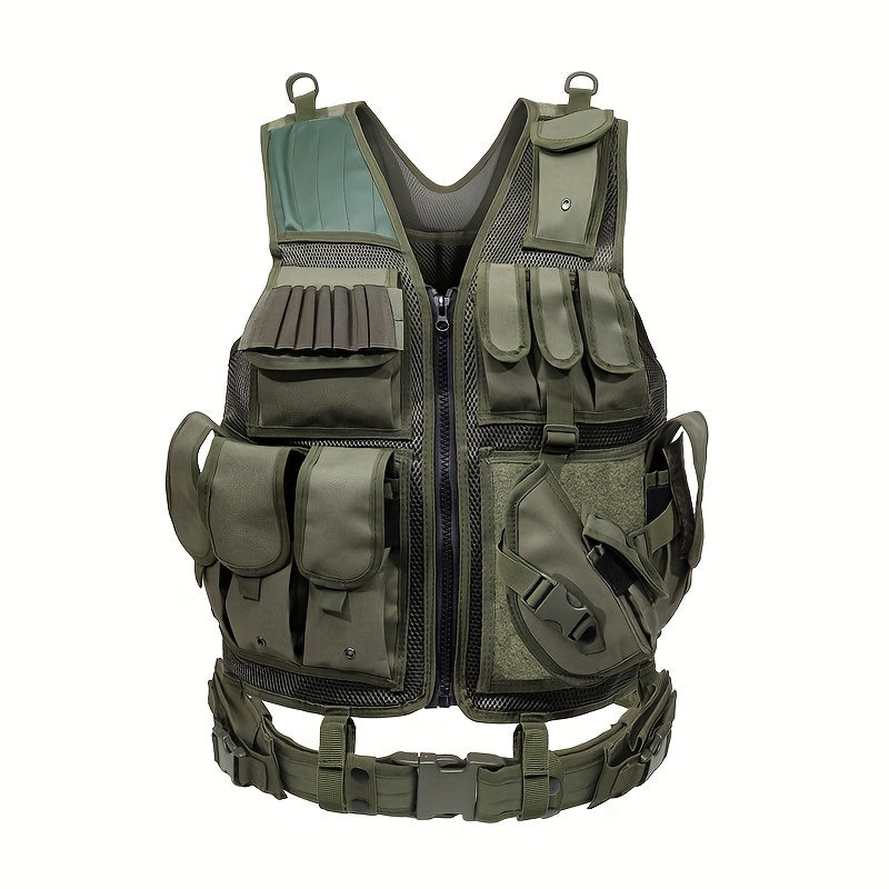 Quick Release Multi-Functional Breathable Outdoor Vest – Camping Hiking Fishing Training Black Khaki Military Green