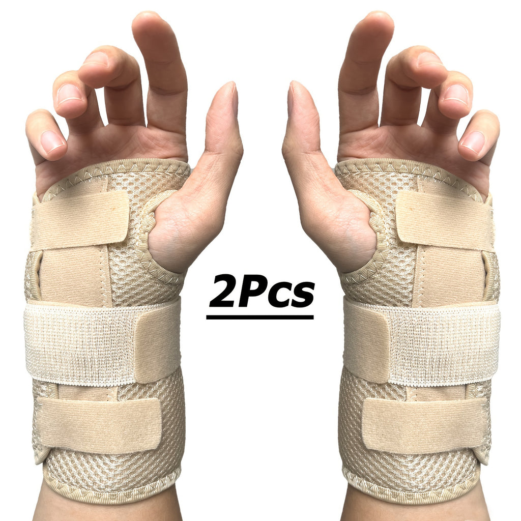 Wrist Brace 1 Pair Dual Plate Triple Fixation Adjustable Breathable Support Wrap – Sports Fitness Carpal Tunnel Pain Relief for Men & Women