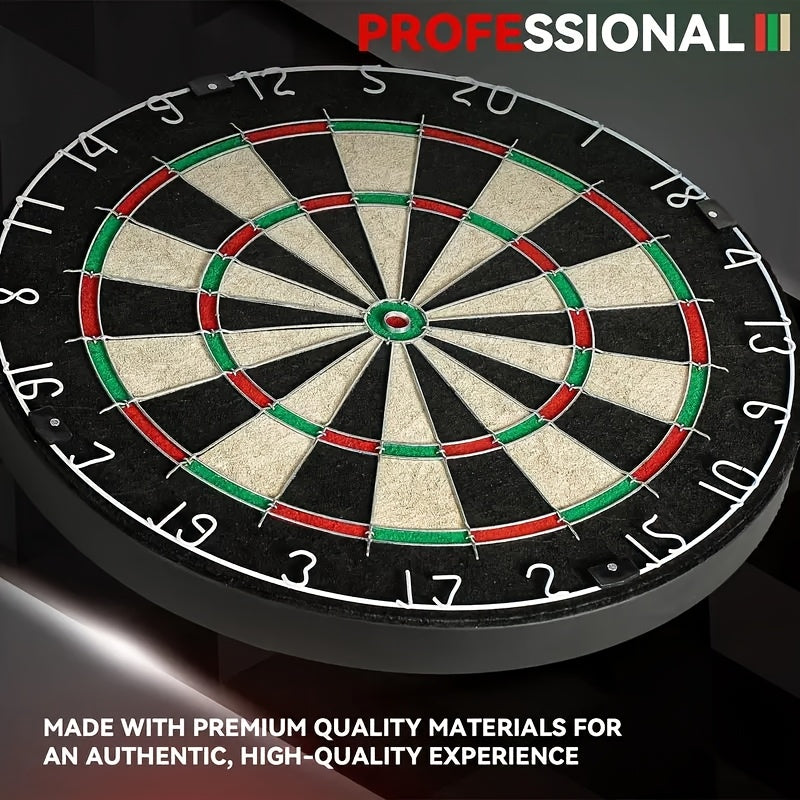 18" Professional Sisal Bristle Dartboard Set with 6 Steel Tip Darts – Regulation Size Double-Sided High-Density Brazilian Hemp for Training Competition Game Night