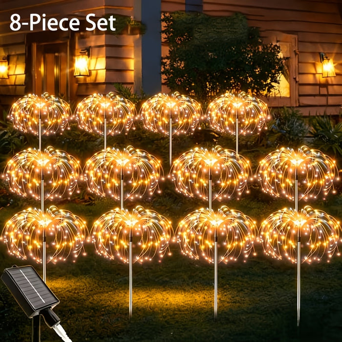 Solar Firework Lights DIY Copper Wire 4-Pack – 240 LED, IP65 Waterproof, 8 Modes, Flexible Shape Design for Garden, Lawn, Patio & Pathway | Christmas, Halloween & Thanksgiving Decor