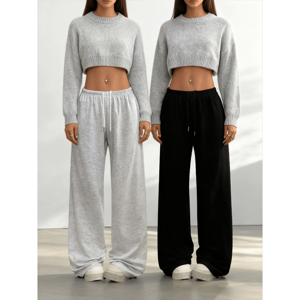 Women's Wide Leg Sweatpants 2-Pack Elastic Waist Loose Casual Joggers with Pockets for Workout Training Loungewear All Season S M L XL XXL Mixed Colors