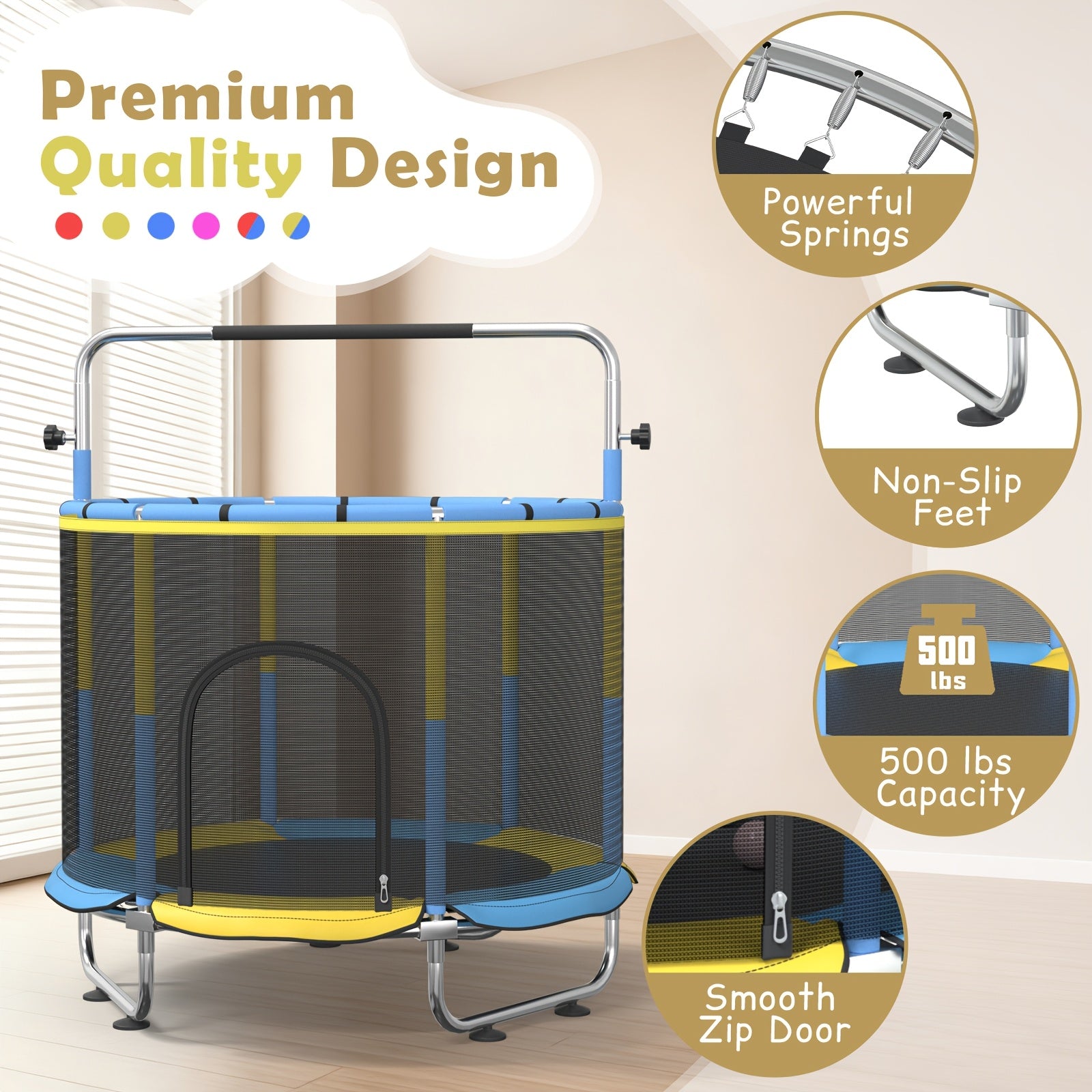Leisure Sports Trampoline for Kids Adults Outdoor Backyard Fitness Fun Exercise Jumping Trampoline Multiple Colors Home Gym Cardio Workout