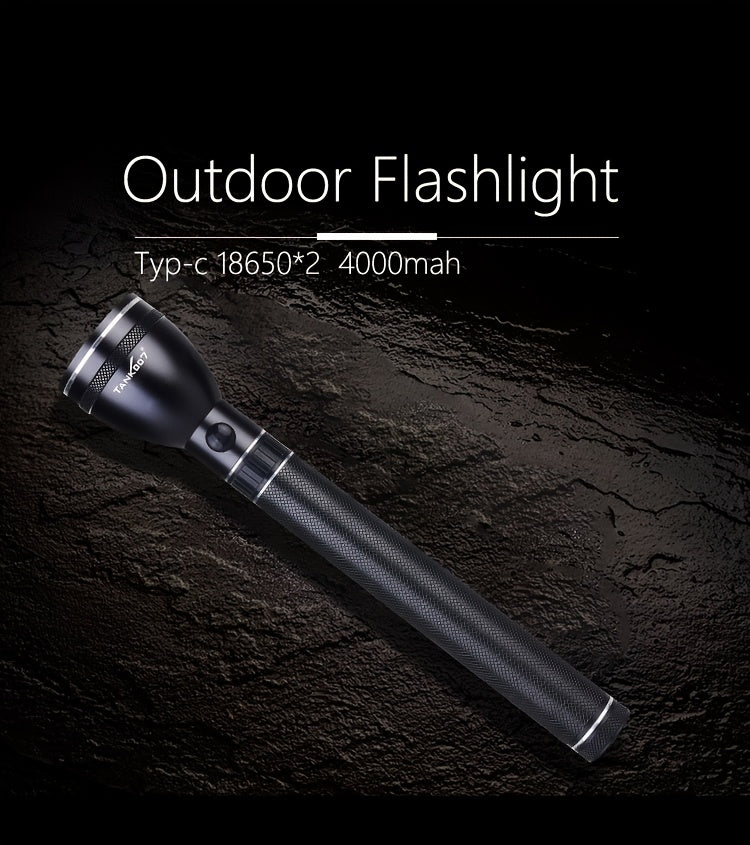 Outdoor Patrol Flashlight Rechargeable – 4000mAh Battery, 3 Adjustable Modes, High Lumen LED, Durable Tactical Torch for Camping, Hiking, Security & Emergency Use