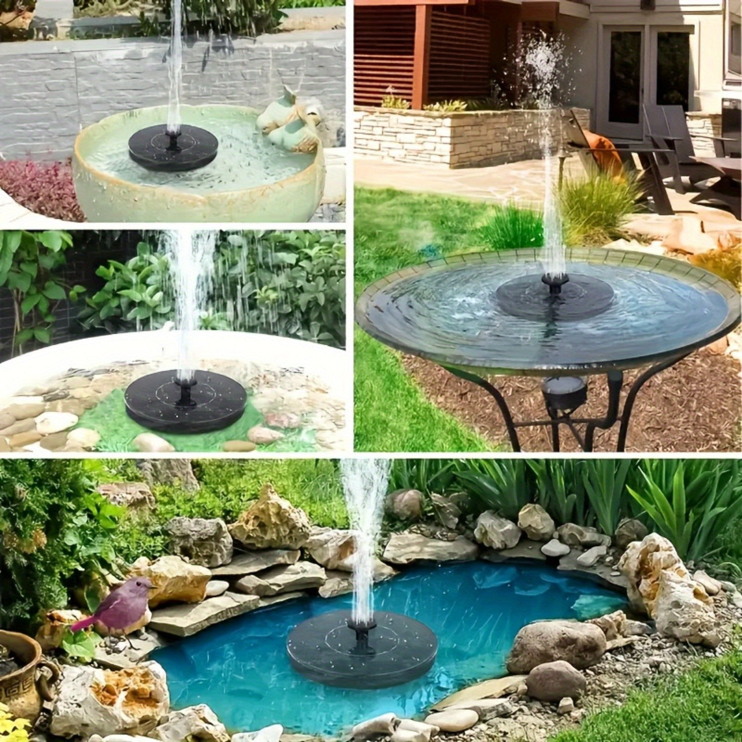 Solar Powered Fountain for Garden Pond & Bird Bath – Outdoor Water Feature with Durable Plastic Design for Pool, Courtyard, Rockery & Terrace Decor