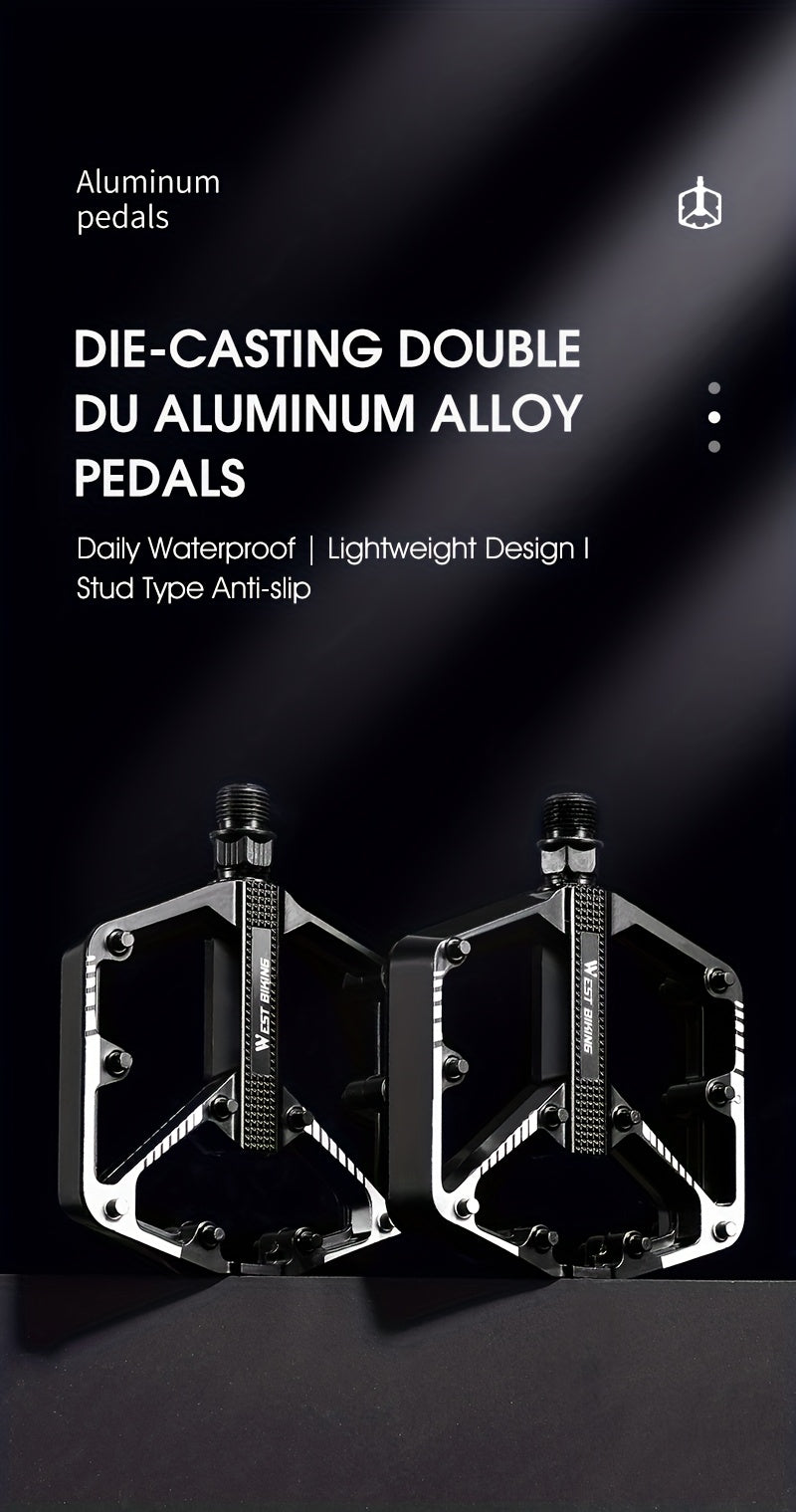 Aluminum Alloy Bicycle Pedals 1 Pair 3 Bearings Lightweight Durable Bike Pedals for Mountain Bikes Road Bikes Easy Install Hexagonal Sleeve Cycling Accessories