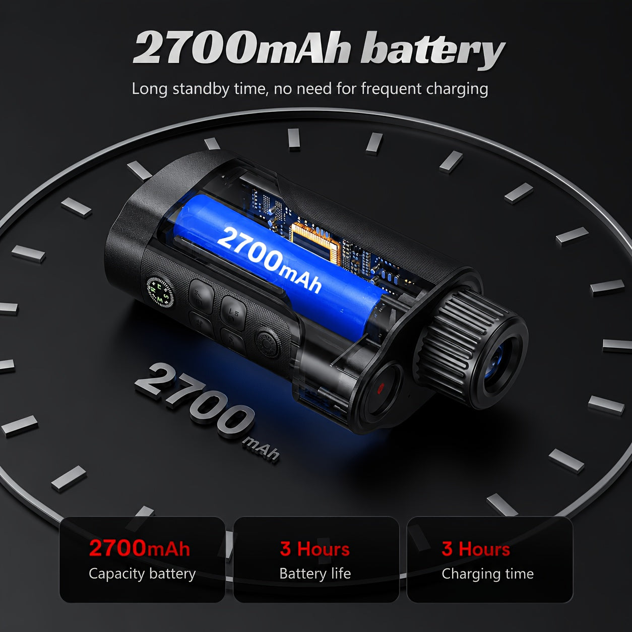 Night Vision Goggles 1080P Monocular 5W Infrared 10x Digital Zoom 2600ft Range 2700mAh Battery 2 inch HD Display for Hunting Camping Wildlife