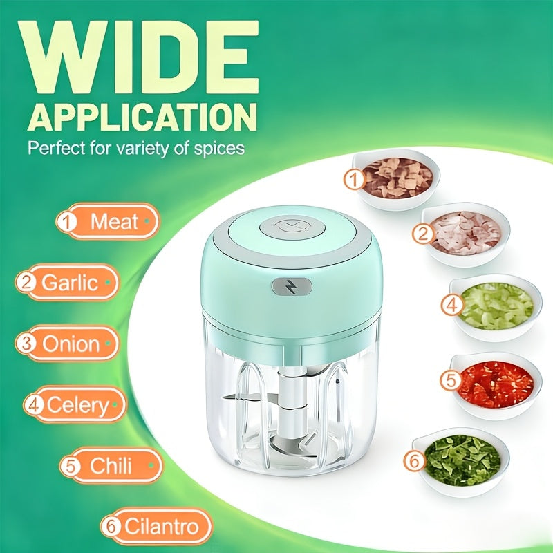 Mini Food Processor Cordless Rechargeable USB Electric Food Chopper with Meat Grinder Blade – Portable Vegetable Cutter Garlic Crusher Fruit Grinder for Kitchen