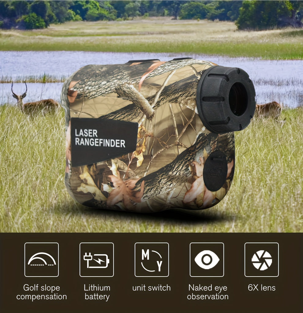 1200 Yard Laser Rangefinder 6X Camo Rechargeable – Golf & Hunting Range Finder with Flagpole Lock, Trajectory Compensation, Speed & Altitude Measurement