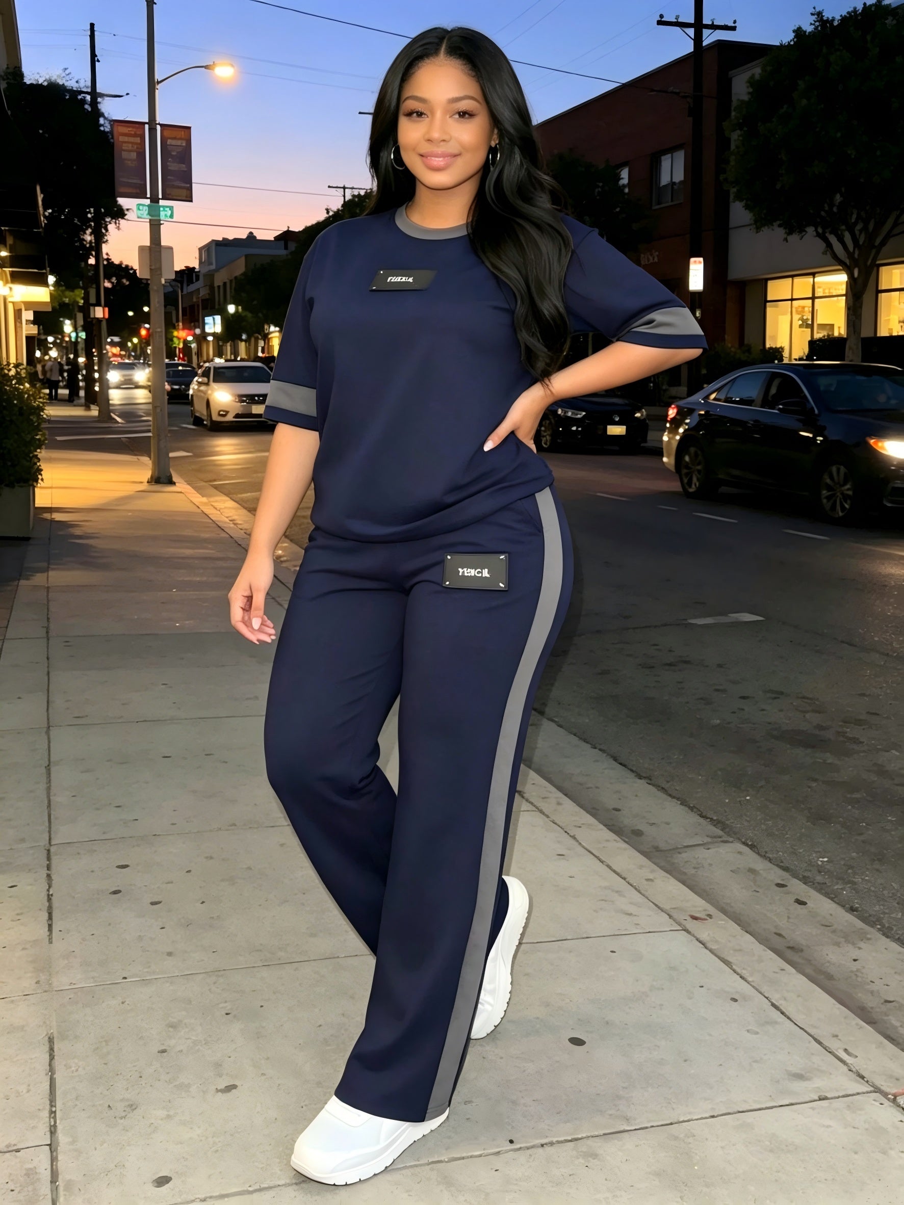 Women's Two-Piece Casual Set Long Sleeve Crew Neck Top Wide Leg Pants Stretchy Soft Loungewear Tracksuit Spring Summer Workout Commute Outfit S-XXL Multi-Color